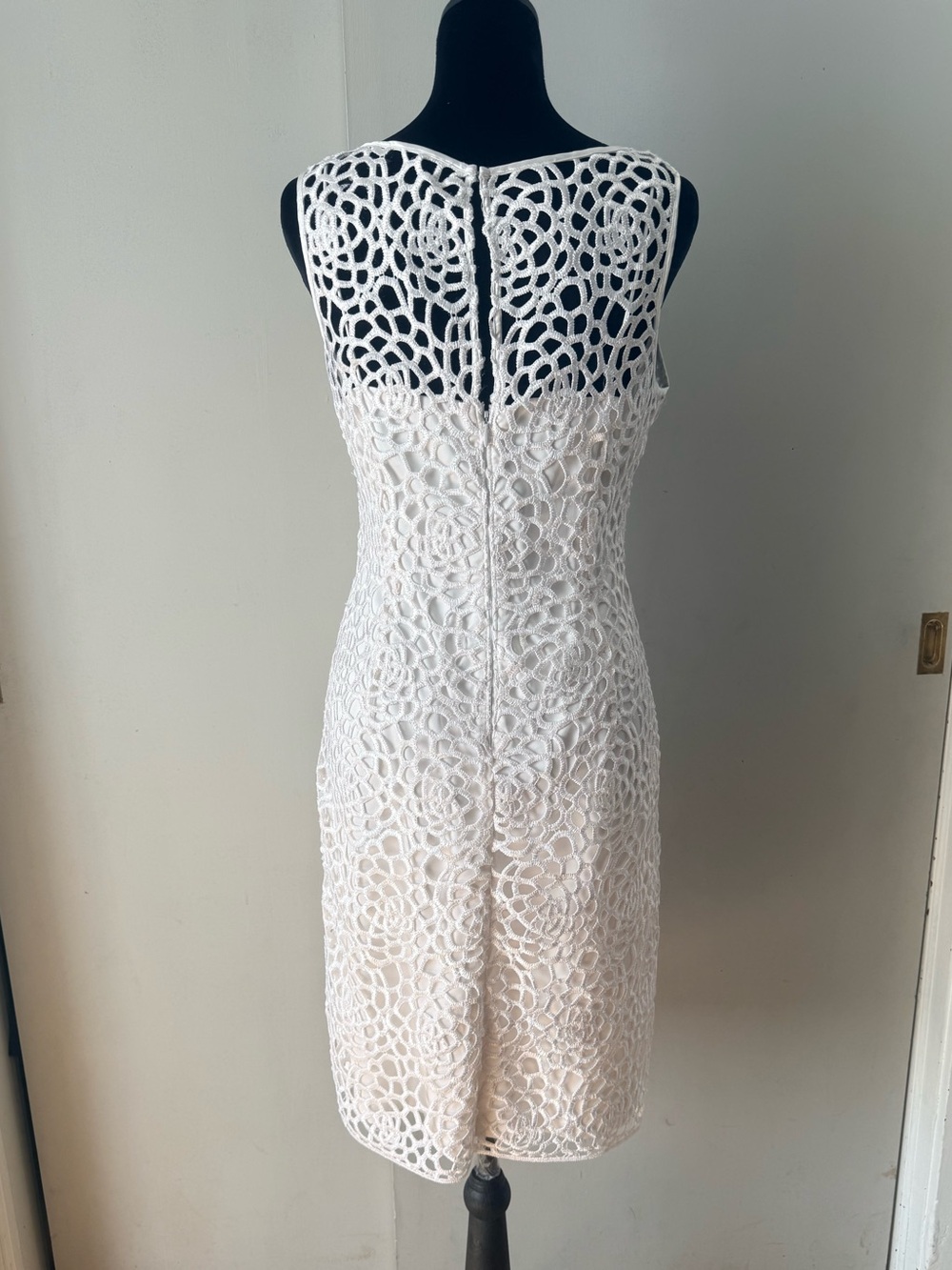 Elegant White Lace Sheath Dress - Picture 4 of 6